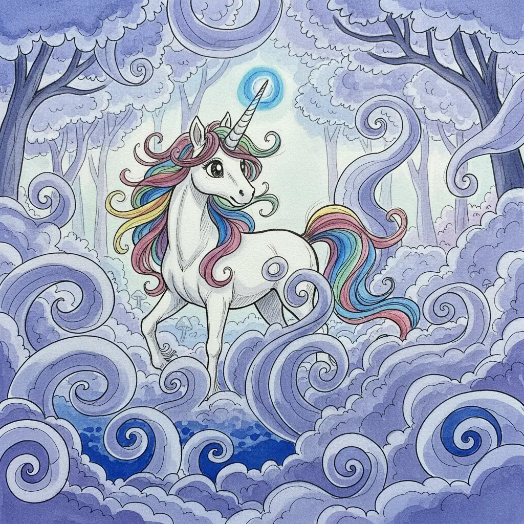 Lumi, envuelto en una niebla caprichosa, se siente un poco desorientado por sus formas juguetones.