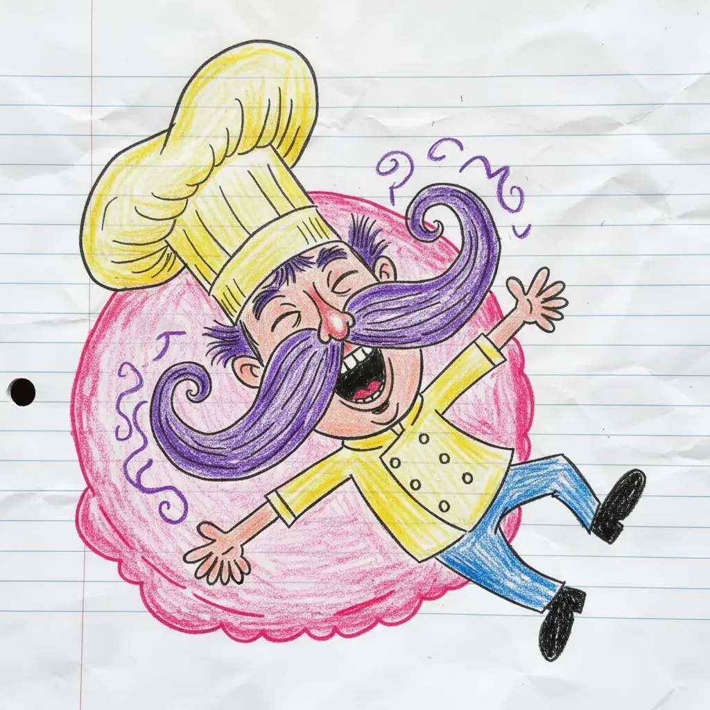 Humberto duerme plácidamente sobre una bocha de helado gigante usando su gorro como almohada.