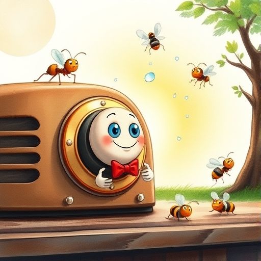 Sonido gira el botón y melodías de rocío y viento alegran a hormigas y abejas.