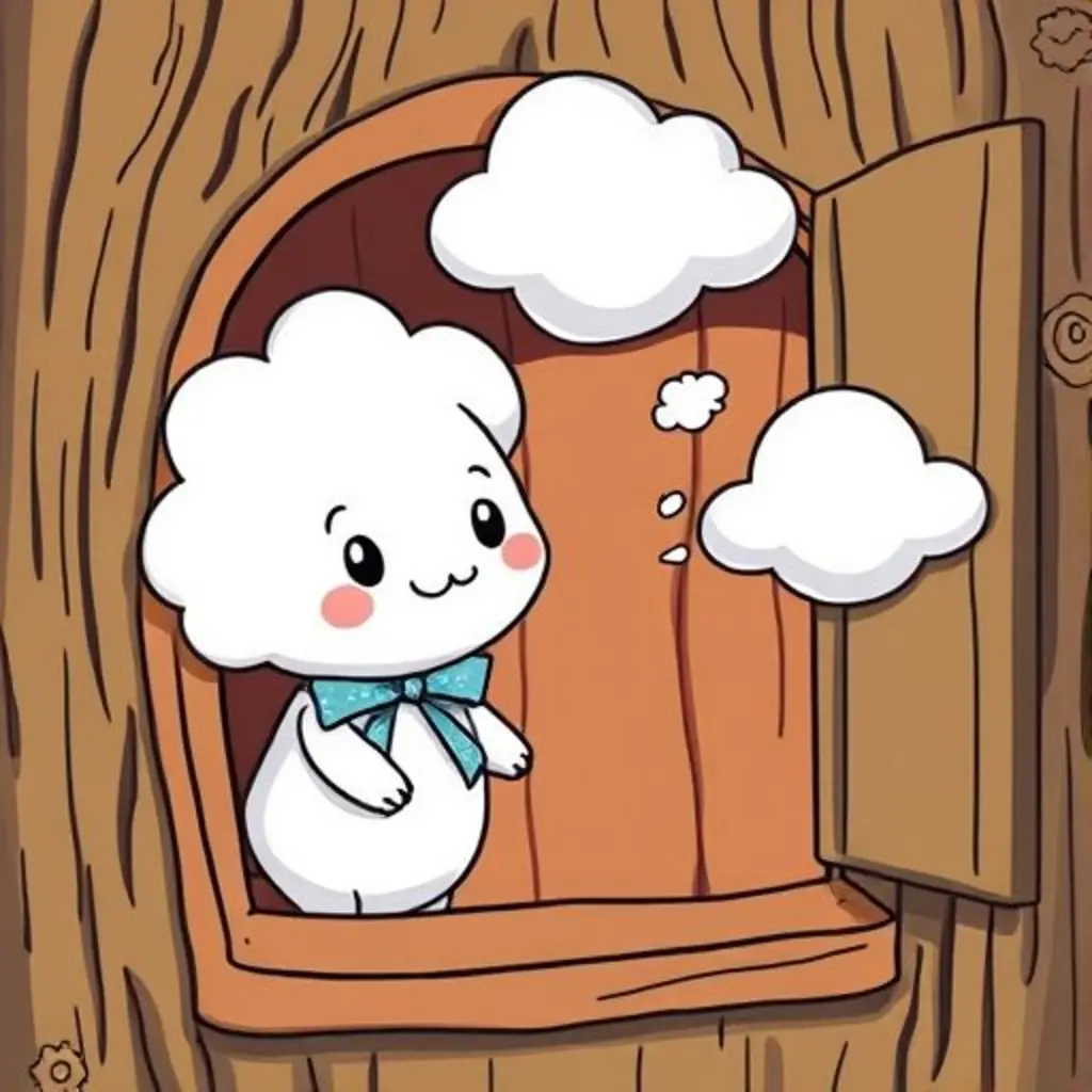 Rimolino mira una nube desde la casa del árbol.