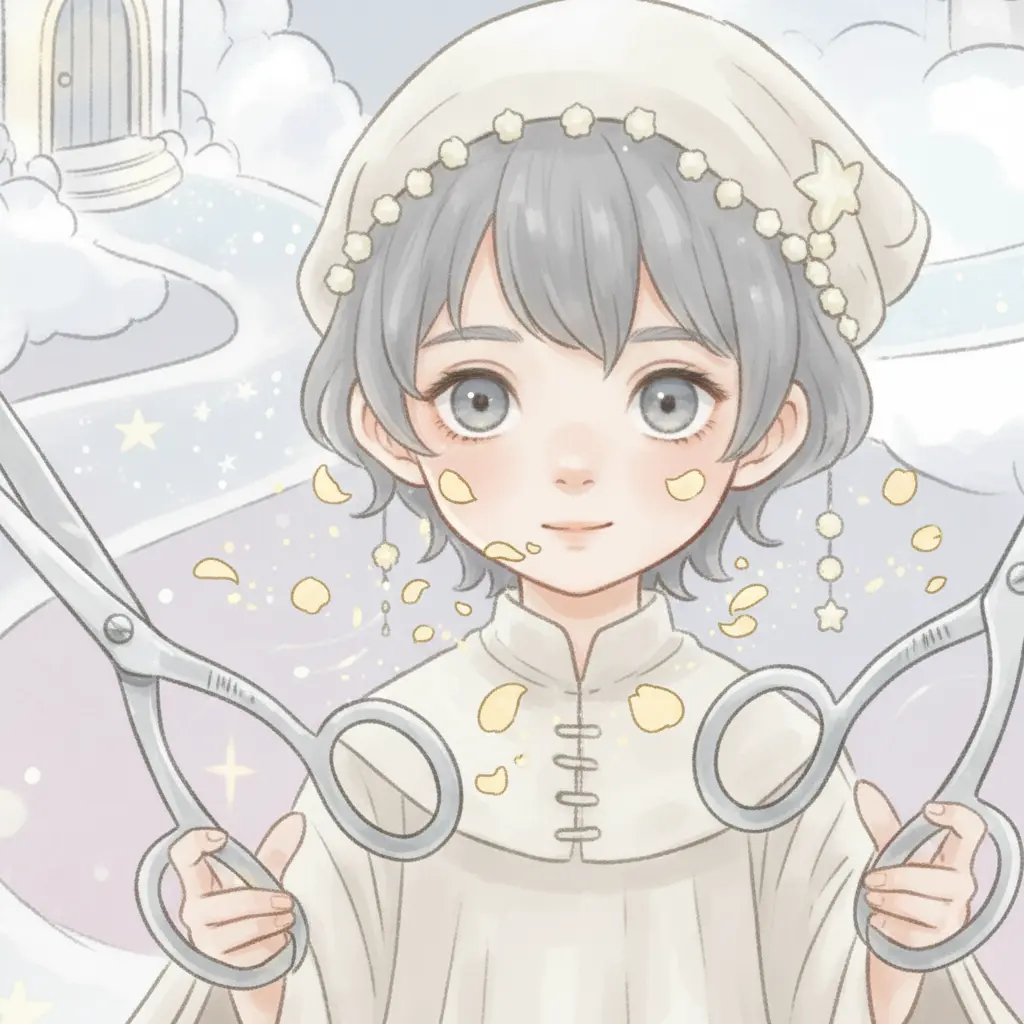 Eli usando sus tijeras para crear pétalos dorados y estrellitas que flotan en el aire.