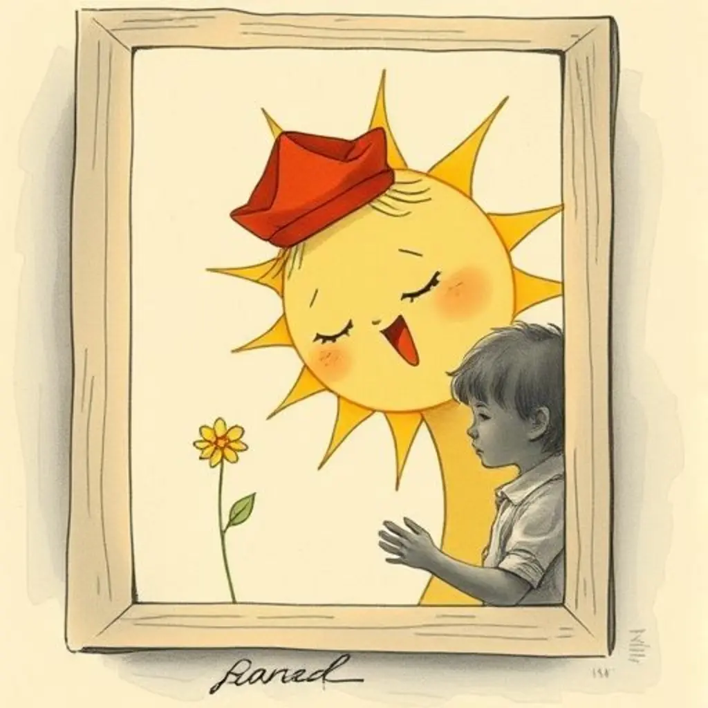 Rayo Soñador dibuja una flor somnolienta en una ventana empañada.