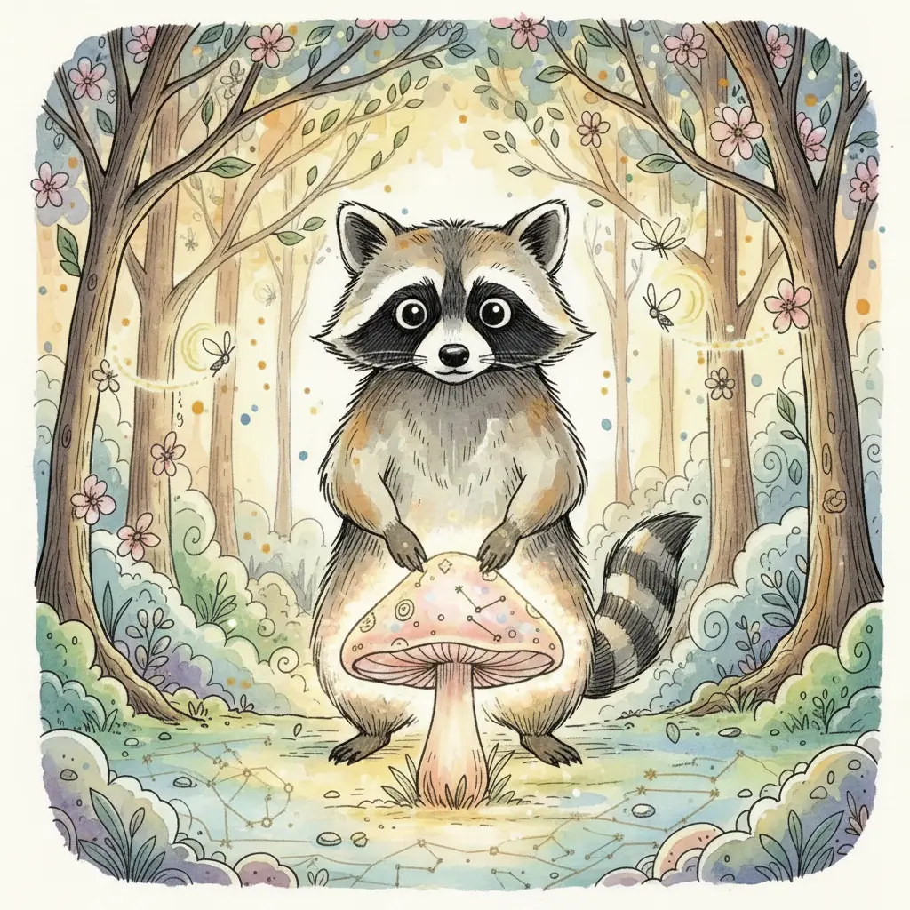 Curiosín toca la seta, que cambia de color y empieza a brillar suavemente.