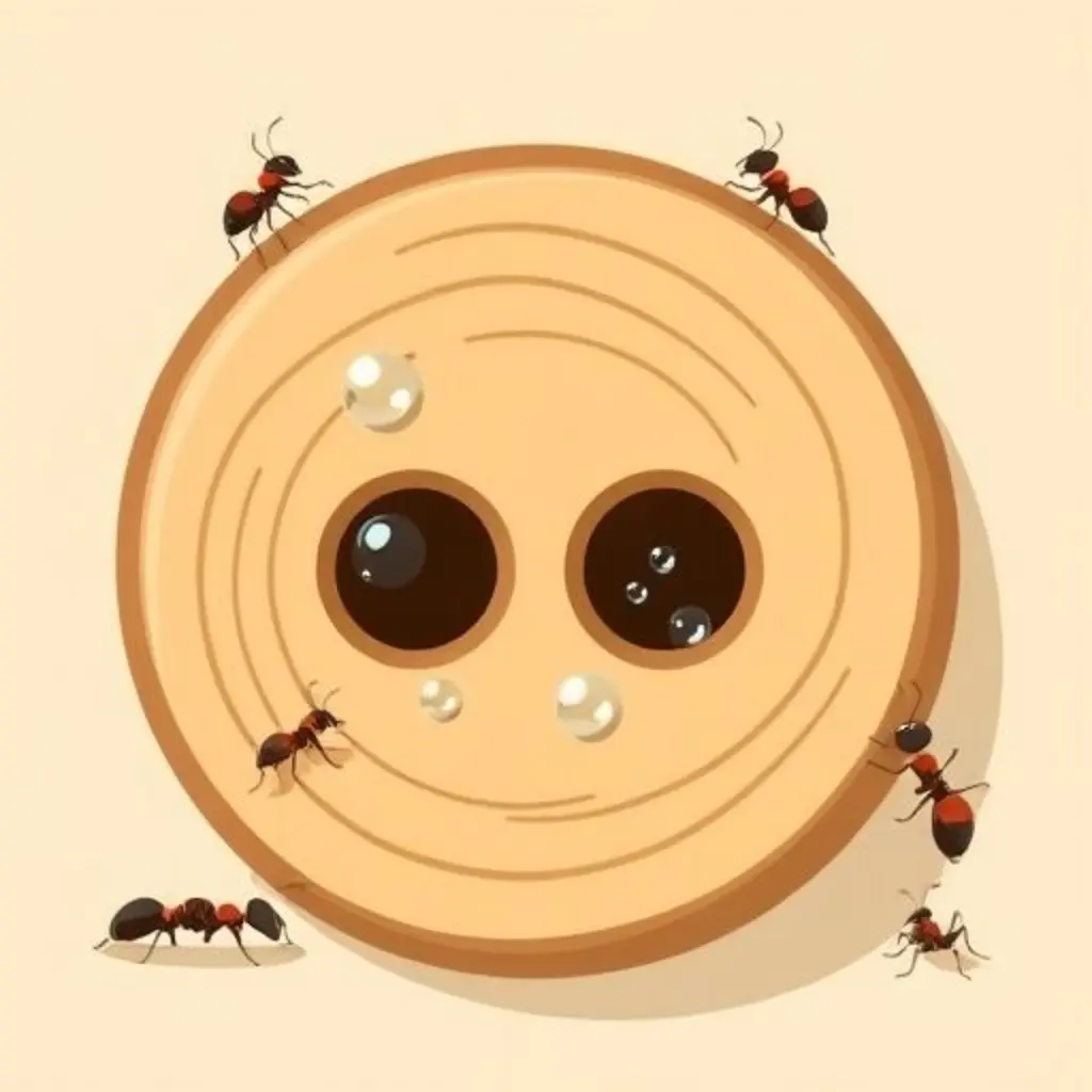 Las hormigas usan los agujeros de Roble para almacenar gotas de rocío.