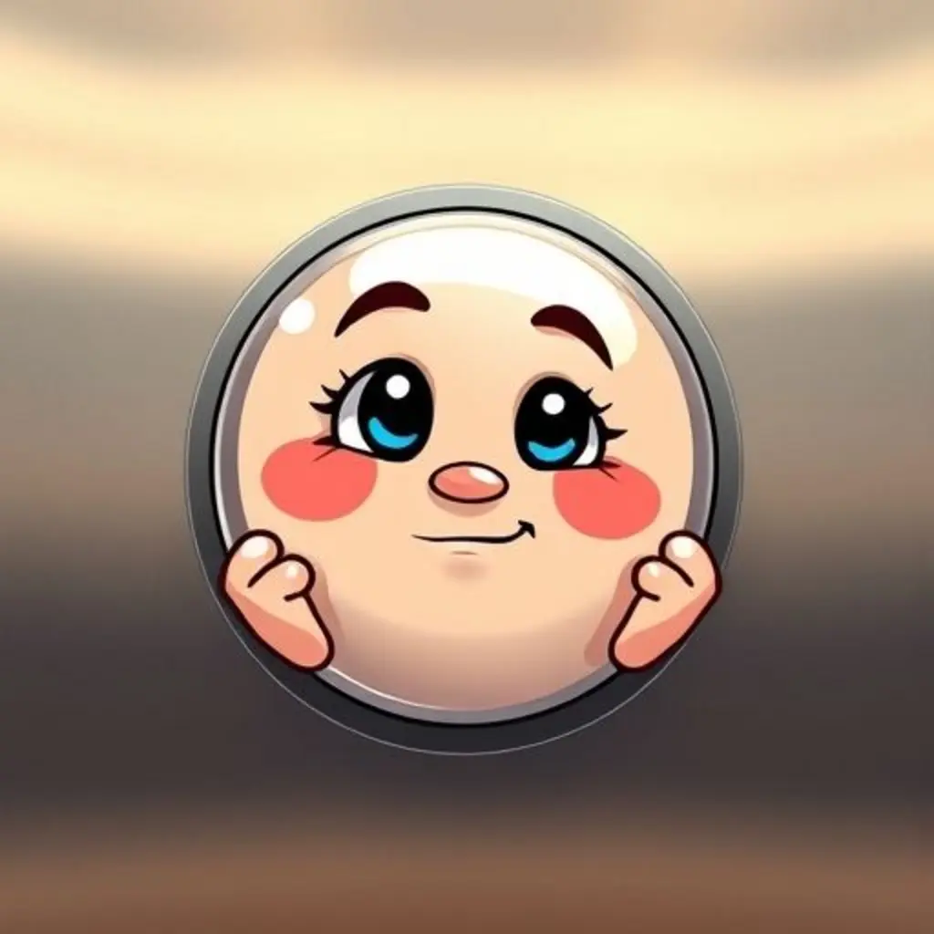 Peque, el botón del ascensor, con una expresión curiosa.