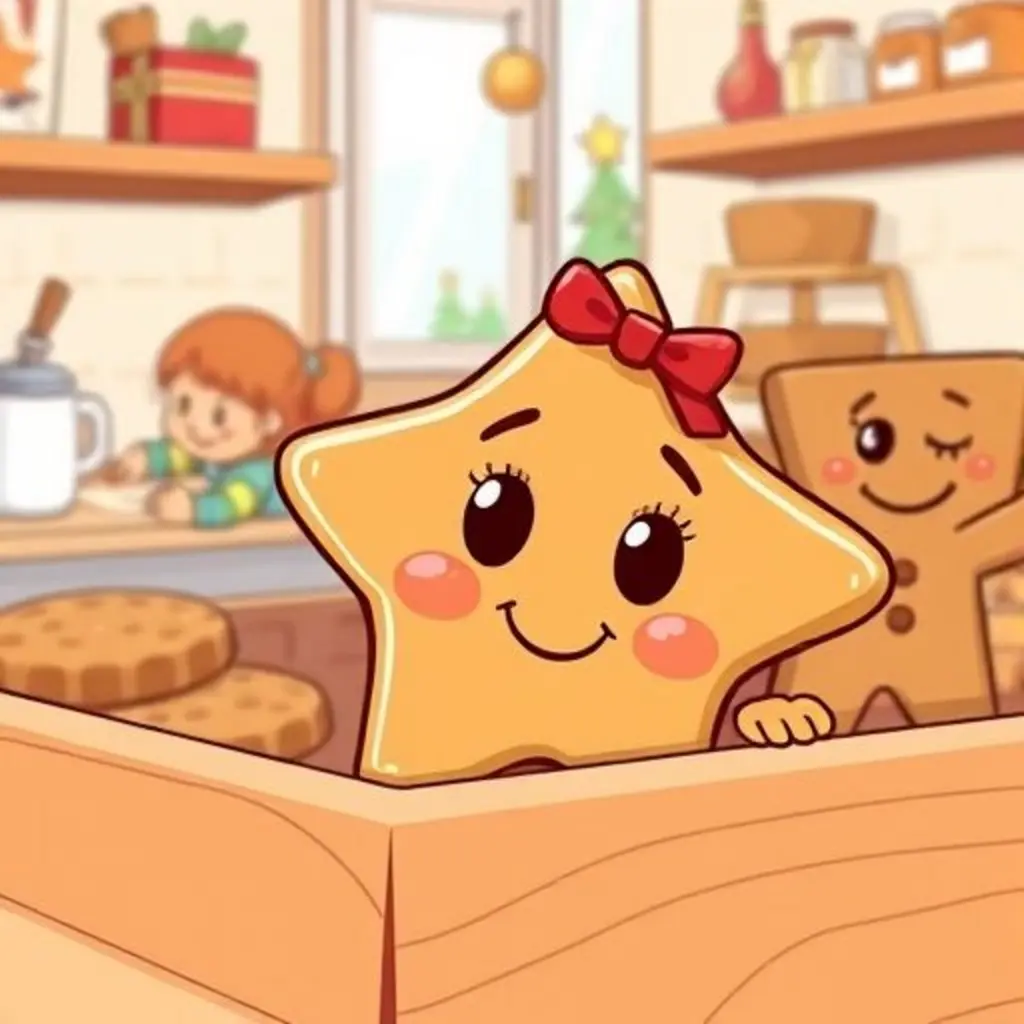 Jengibrín, una galleta de jengibre con forma de estrella, mirando a los niños jugar desde la bandeja.