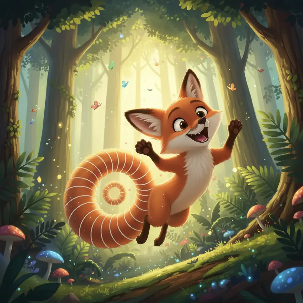 El zorrito rueda divertido sobre el rocío.