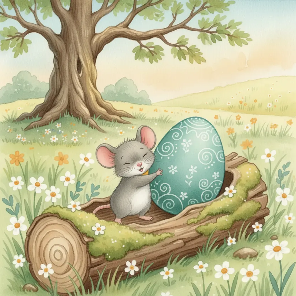 Milo empuja el huevo pesado a través de la hierba alta.