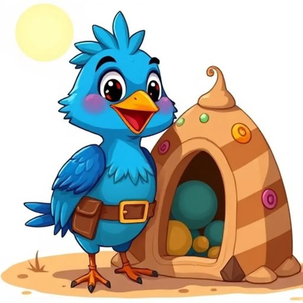 Barrito se ve feliz y orgulloso junto a su nido terminado, que brilla bajo el sol.