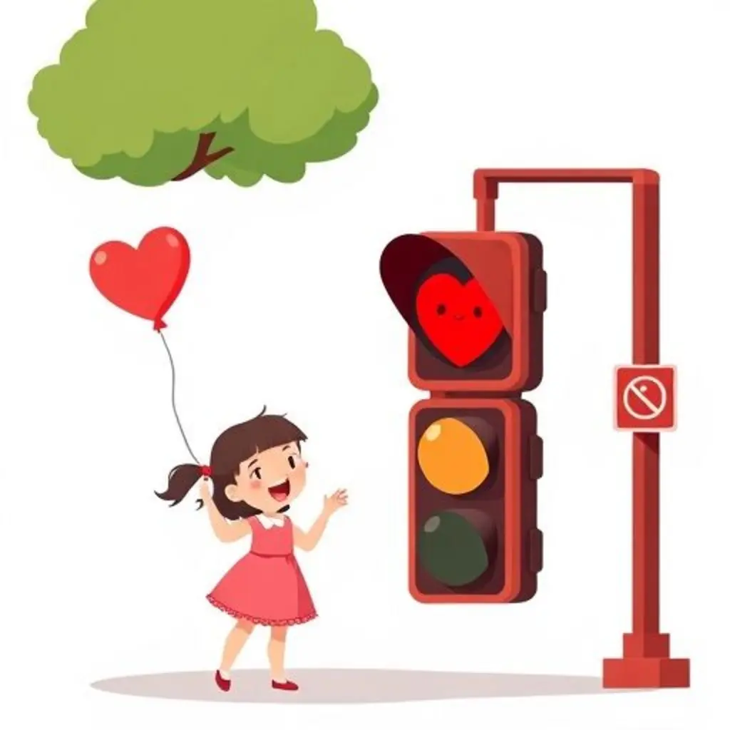 Lila abraza su globo recuperado y le sonríe con gratitud a Semáforo Rojo, que luce feliz.