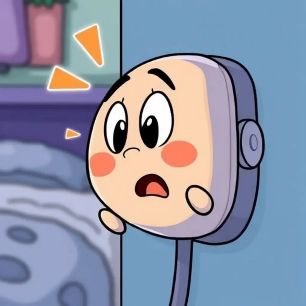 Candil, el interruptor de luz, sorprendido y feliz al emitir un pequeño brillo.