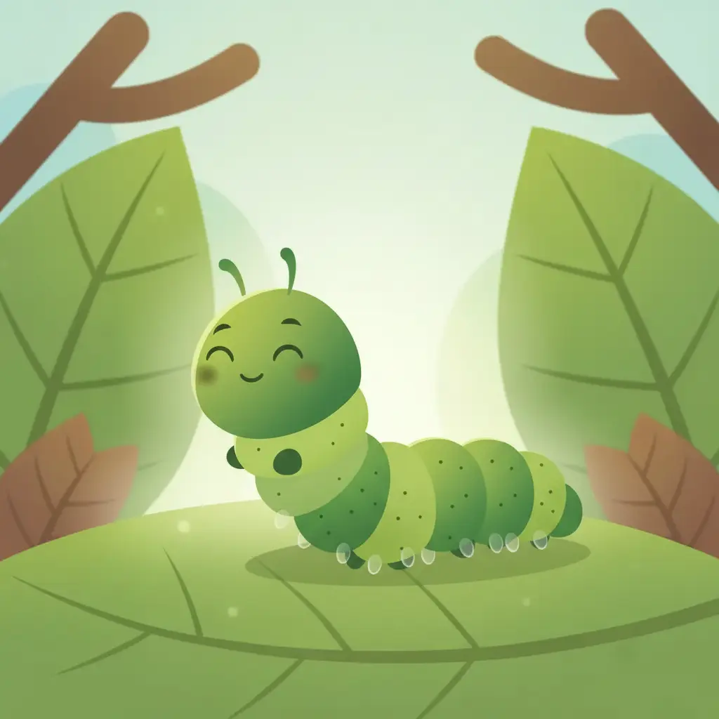 Comilona se desliza con sus patitas sobre la hoja, buscando un nuevo lugar.