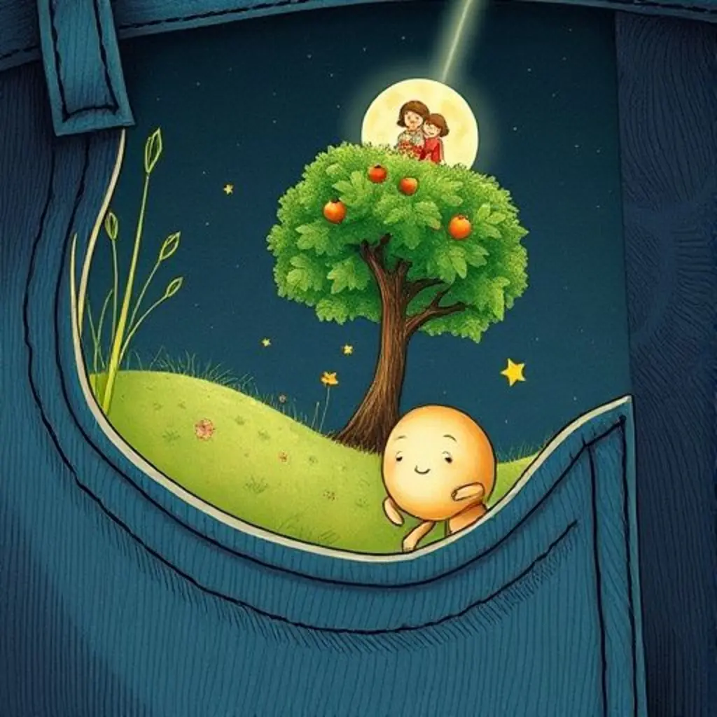 Pepita, la semilla, comprende el sueño de Leo de un árbol familiar bajo la luz de la luna.