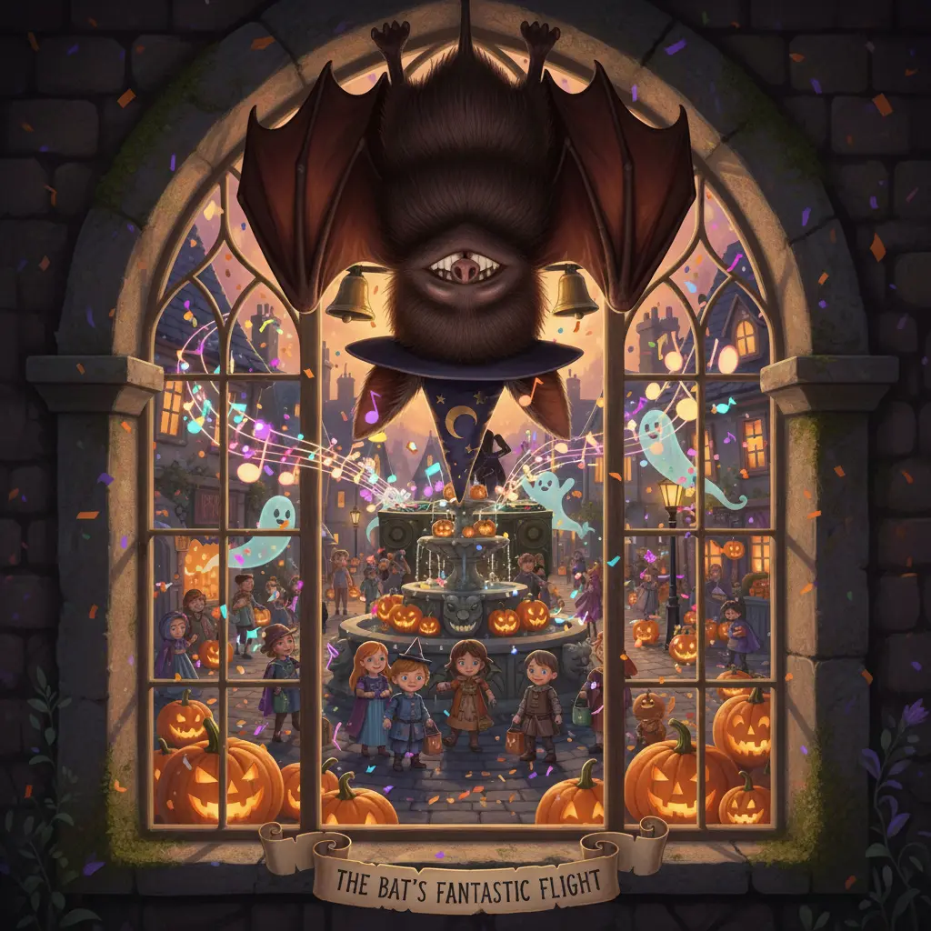 El murciélago DJ ríe alegremente mientras los niños bailan sin parar.