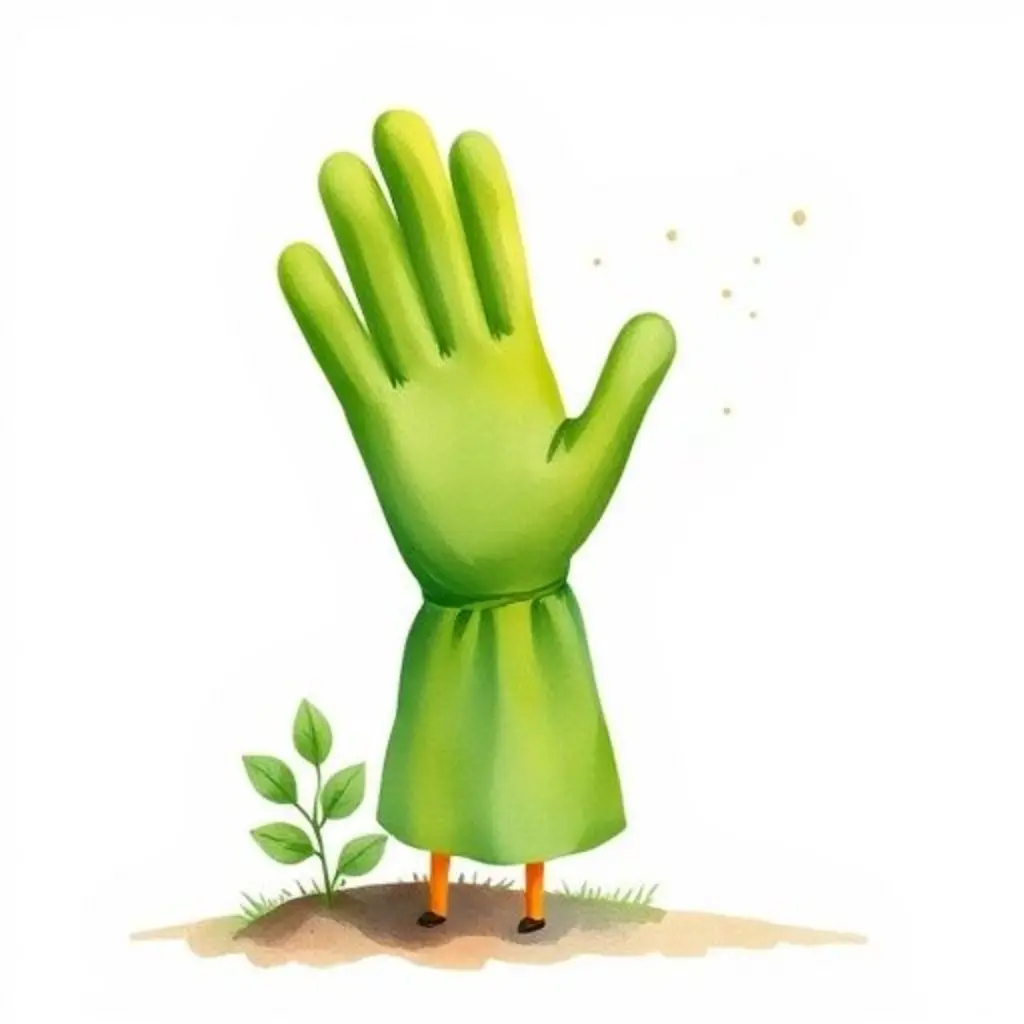 Mano Verde sacude suavemente un arbusto verde, quitándole el polvo.