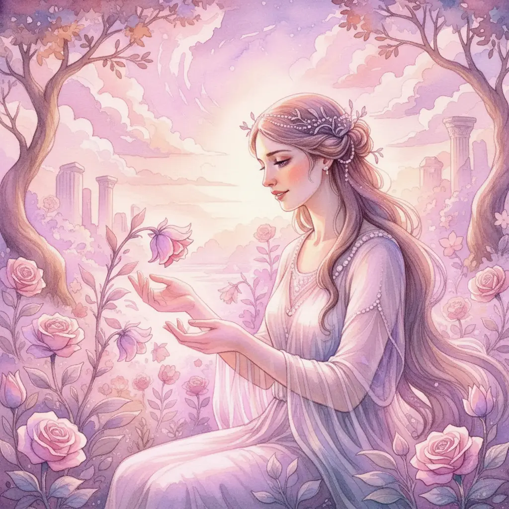 Afrodita se convirtió en la Susurradora de la Belleza Interior, regalando amor que hacía brillar a todas las flores.