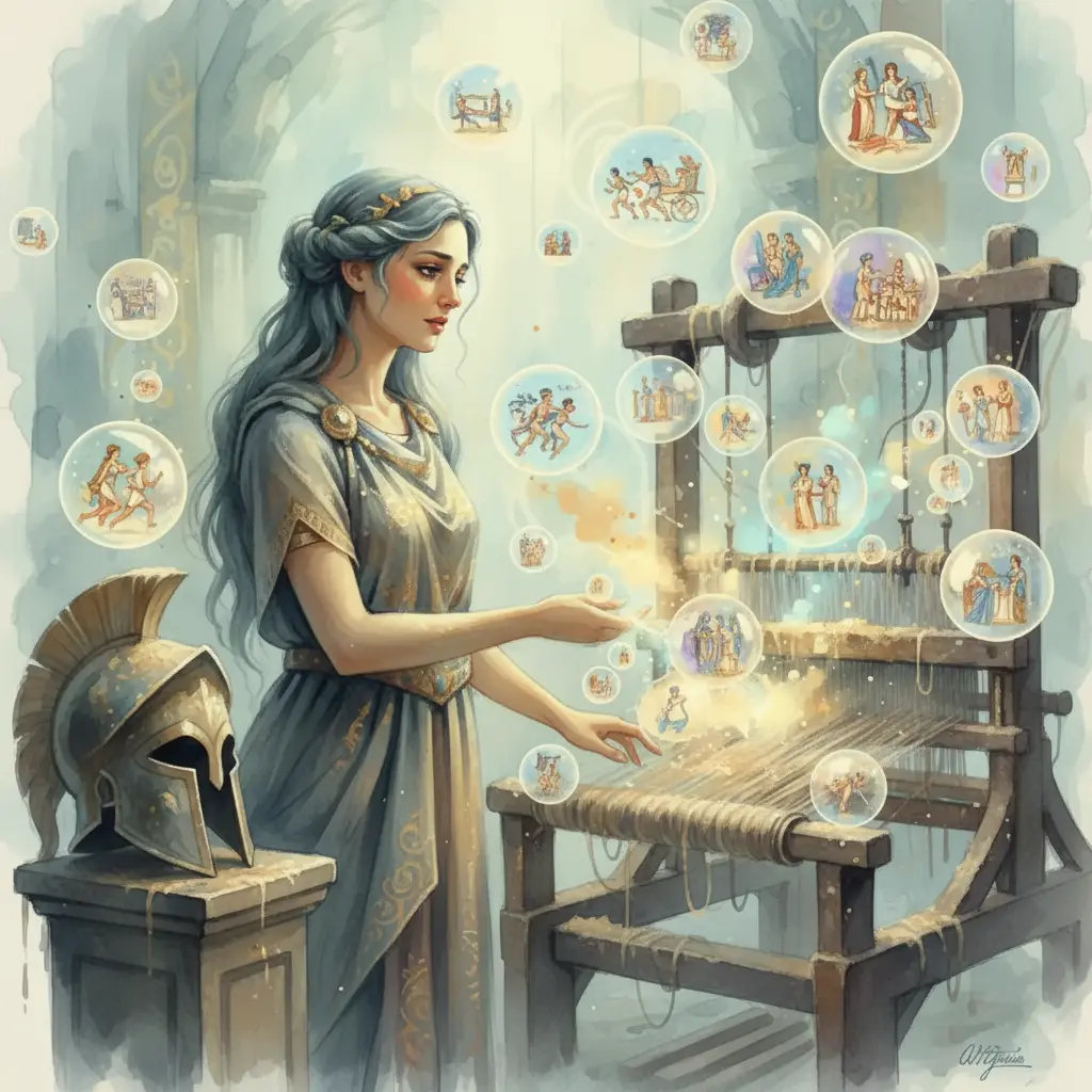 Muchas burbujas de sueños olvidados llenan el aire, danzando suavemente.