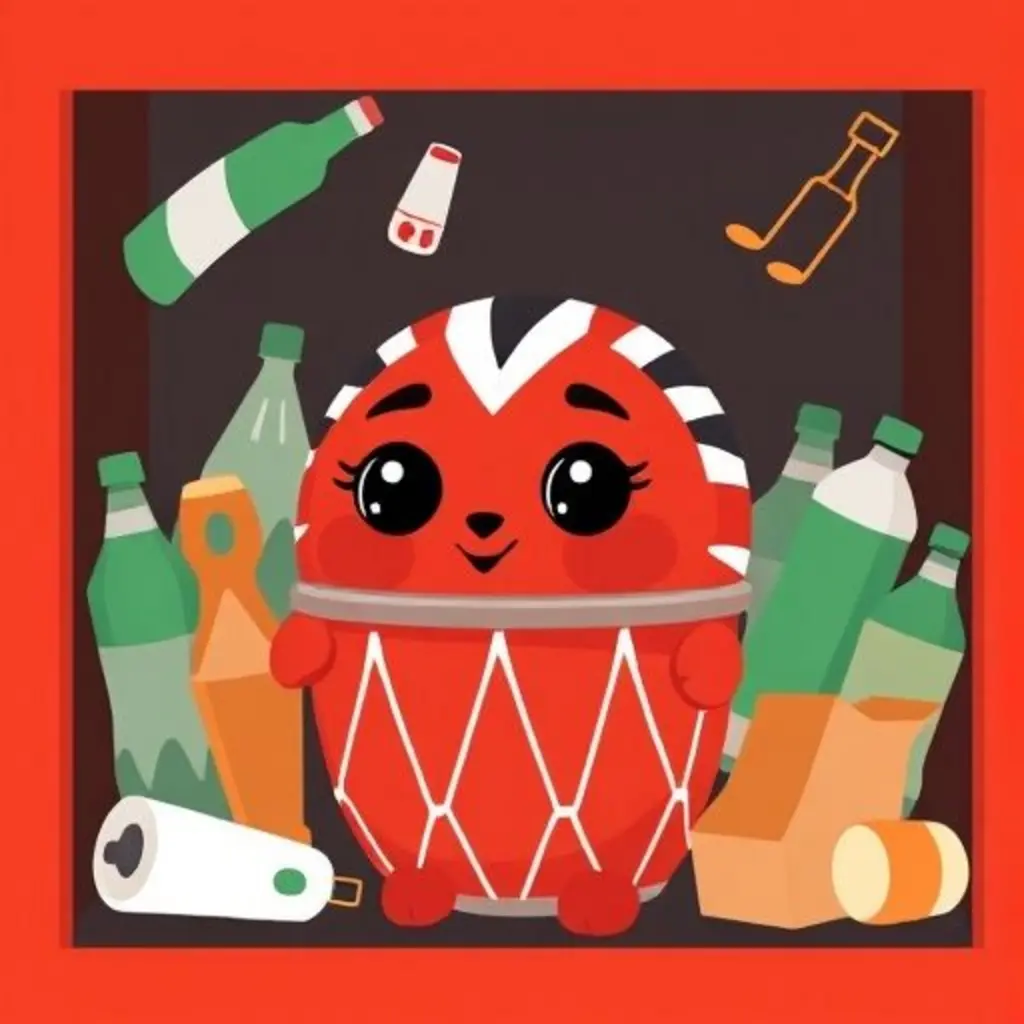 Tumbita dentro de un camión de basura, rodeado de objetos reciclables, escuchando los sonidos.