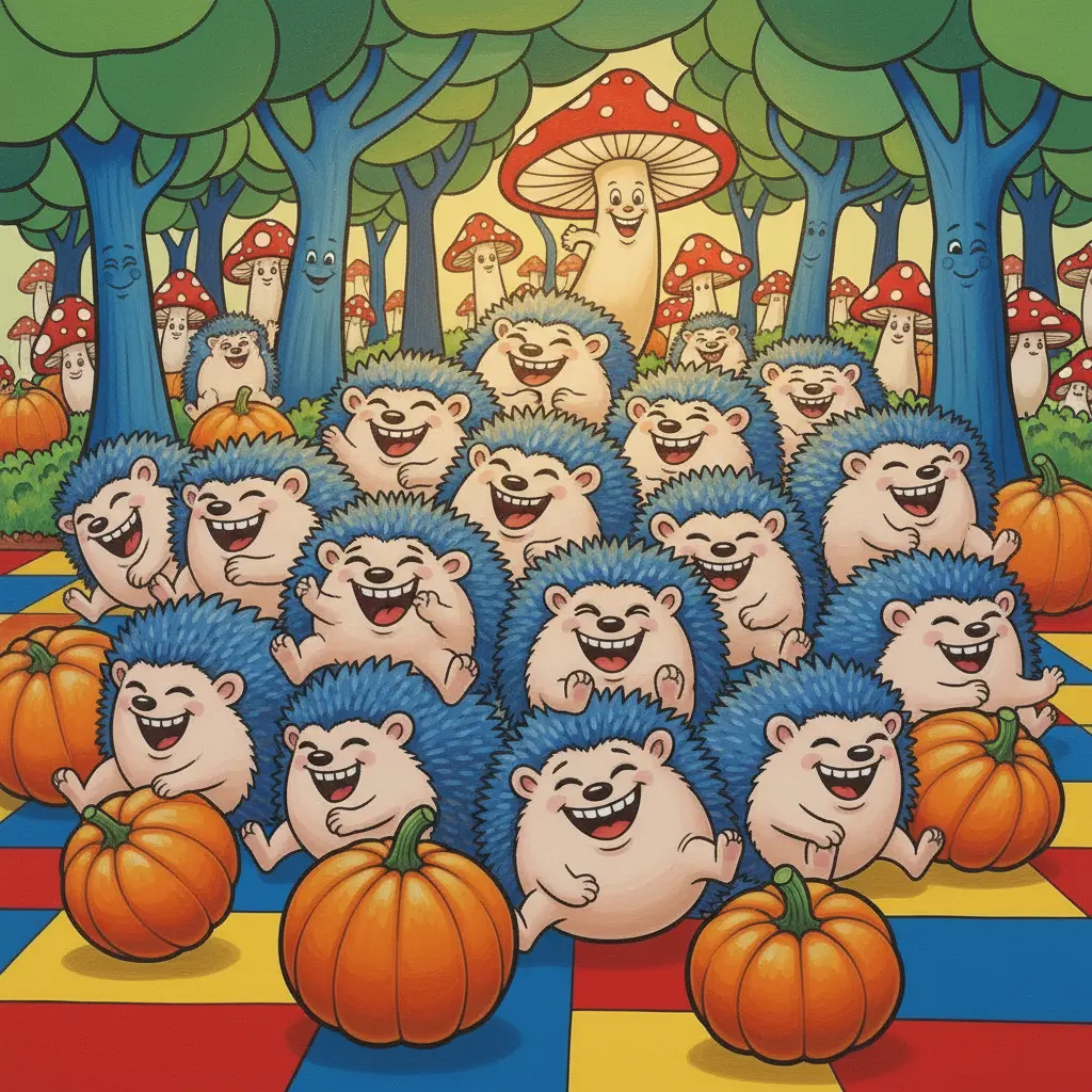 Los erizos ruedan juntos, se hacen cosquillas y estallan en una gran carcajada.