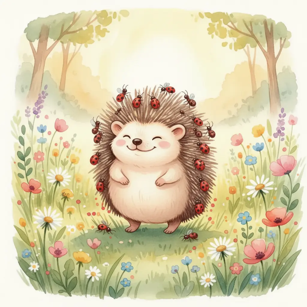 Mariquitas y hormiguitas suben a los pinchos de Espino, que está echado.