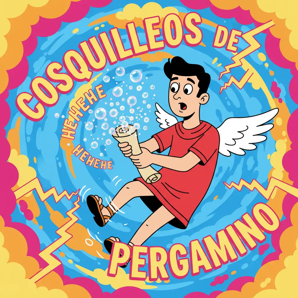 Hermes descubre accidentalmente burbujas de risa que brotan de un pergamino al girarlo.