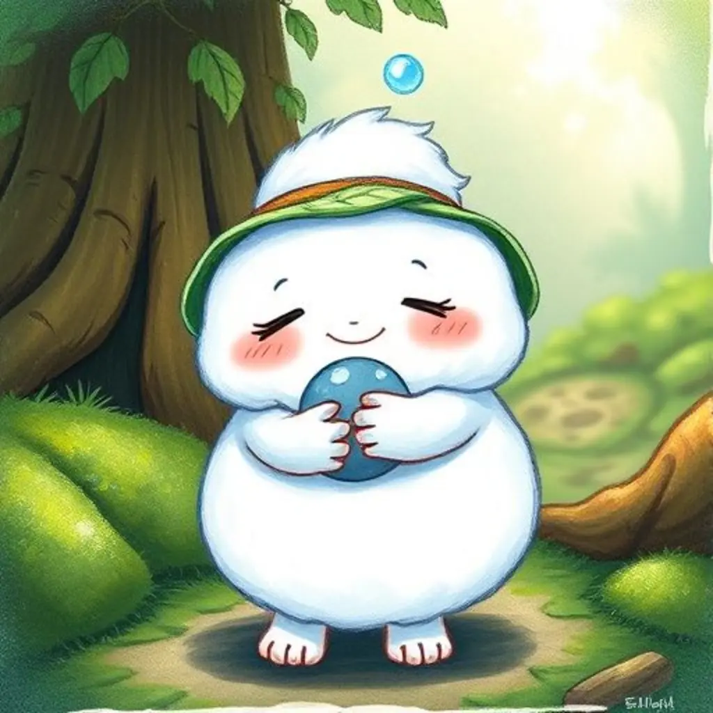 Coco abraza felizmente a Brillito, el guijarro brillante, que ahora está libre y guiña un ojo.