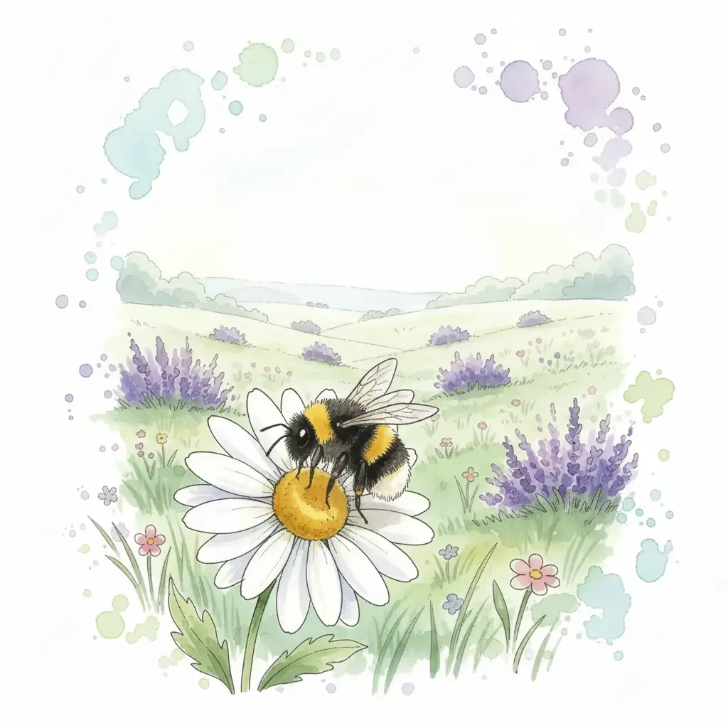 Dos alas transparentes vibran sobre el cuerpo rayado del insecto.