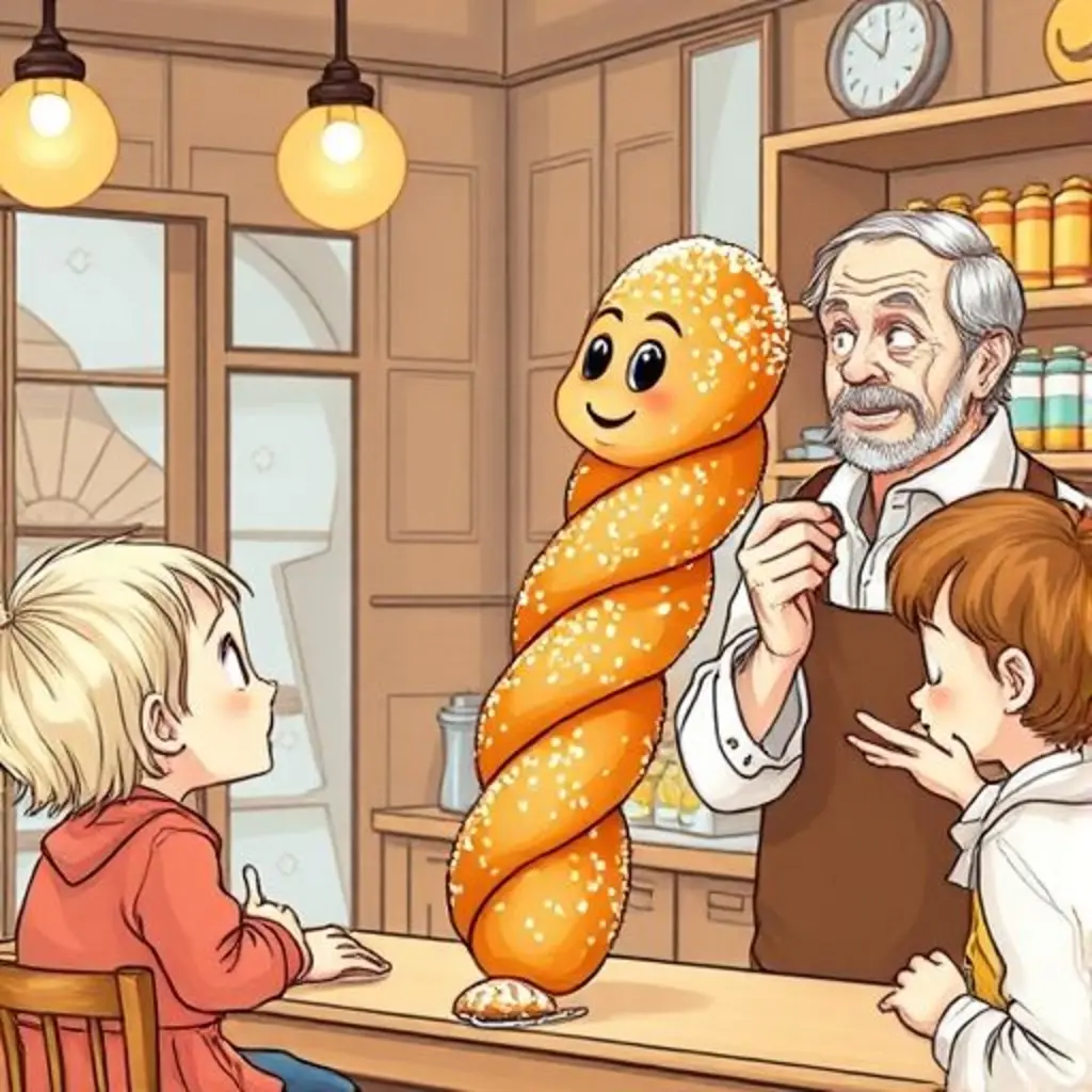 Espirín, lleno de gratitud, observa al churrero contar historias a los niños.