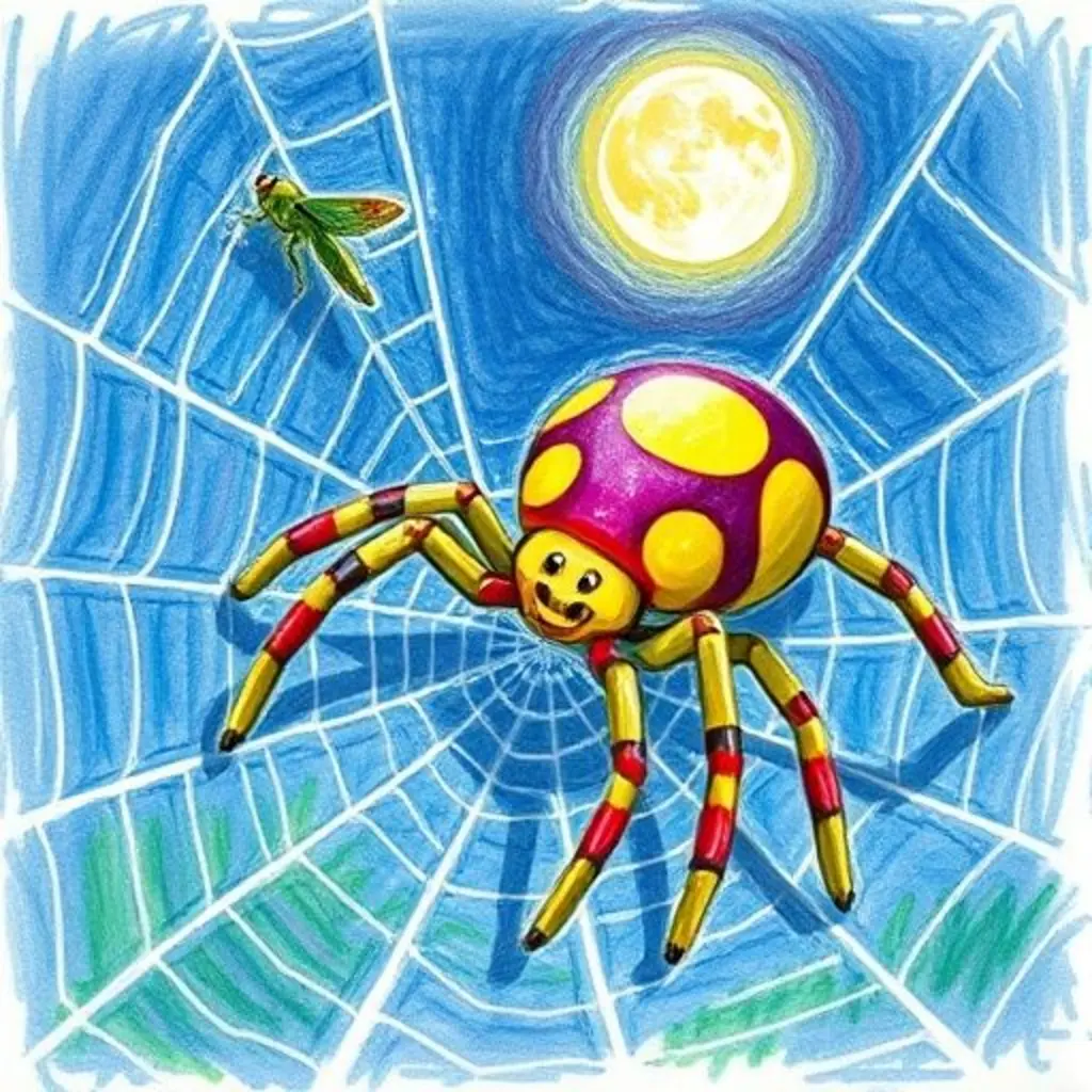 Tejita descubre el sueño de su amigo Grillo en la telaraña.