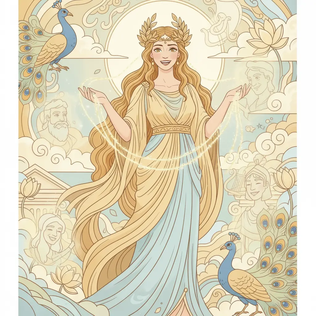 Hera, la "Tejedora de Risas", unió a las familias del Olimpo con hilos de oro.