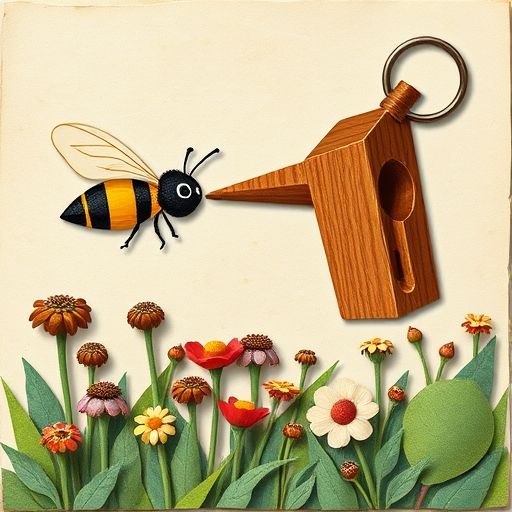 Rufino y Zumbón la abeja, cooperando para ayudar a más flores.