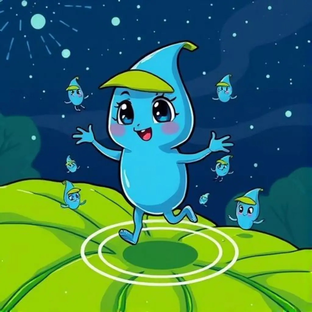 Rocio y otras gotitas rebotan en una hoja haciendo música.