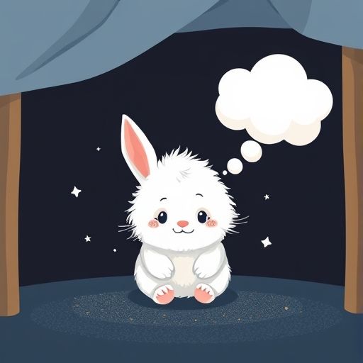 Pelusa, un copo de polvo, debajo de una cama, a punto de ser impulsado por un estornudo.