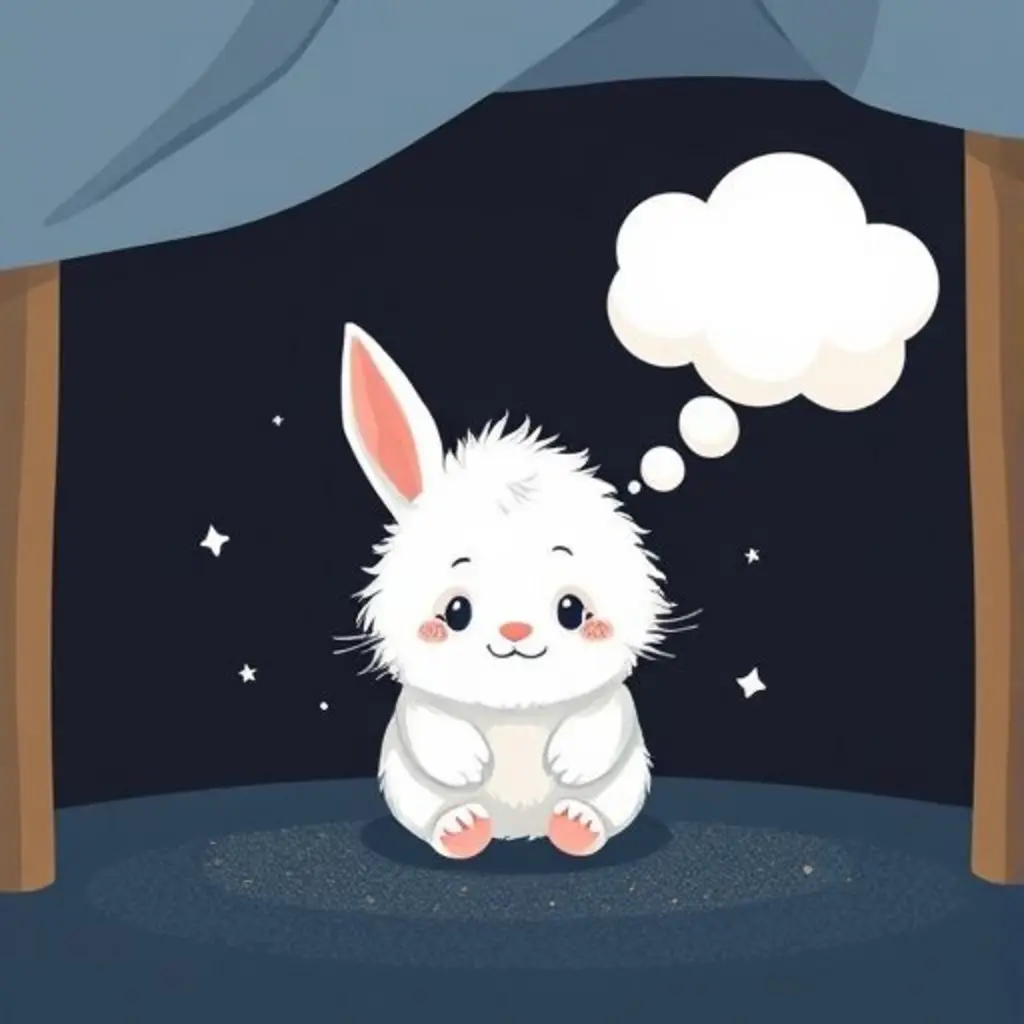 Pelusa, un copo de polvo, debajo de una cama, a punto de ser impulsado por un estornudo.