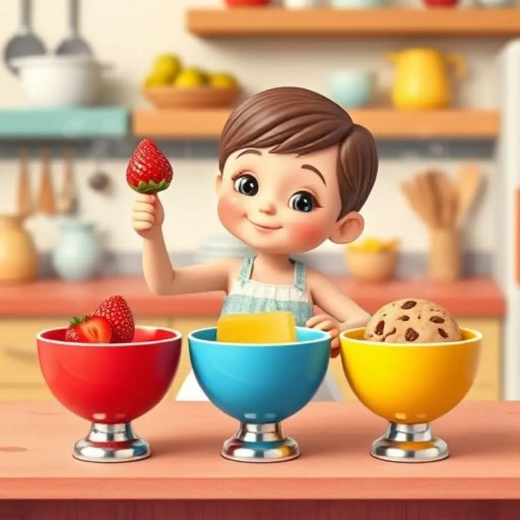 Cucharita de Plata golpea tres cuencos, liberando aromas de fresa, limón y galletas.