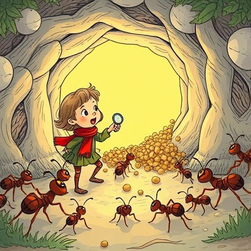 Mía descubre un pasadizo secreto lleno de miguitas.