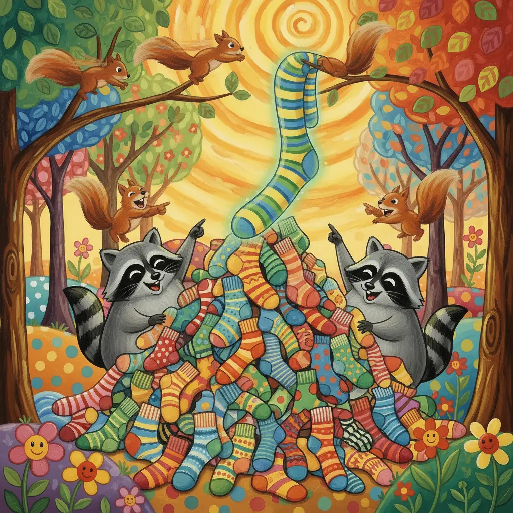 Todos los animales celebran alrededor de una pila de calcetines apestosos.