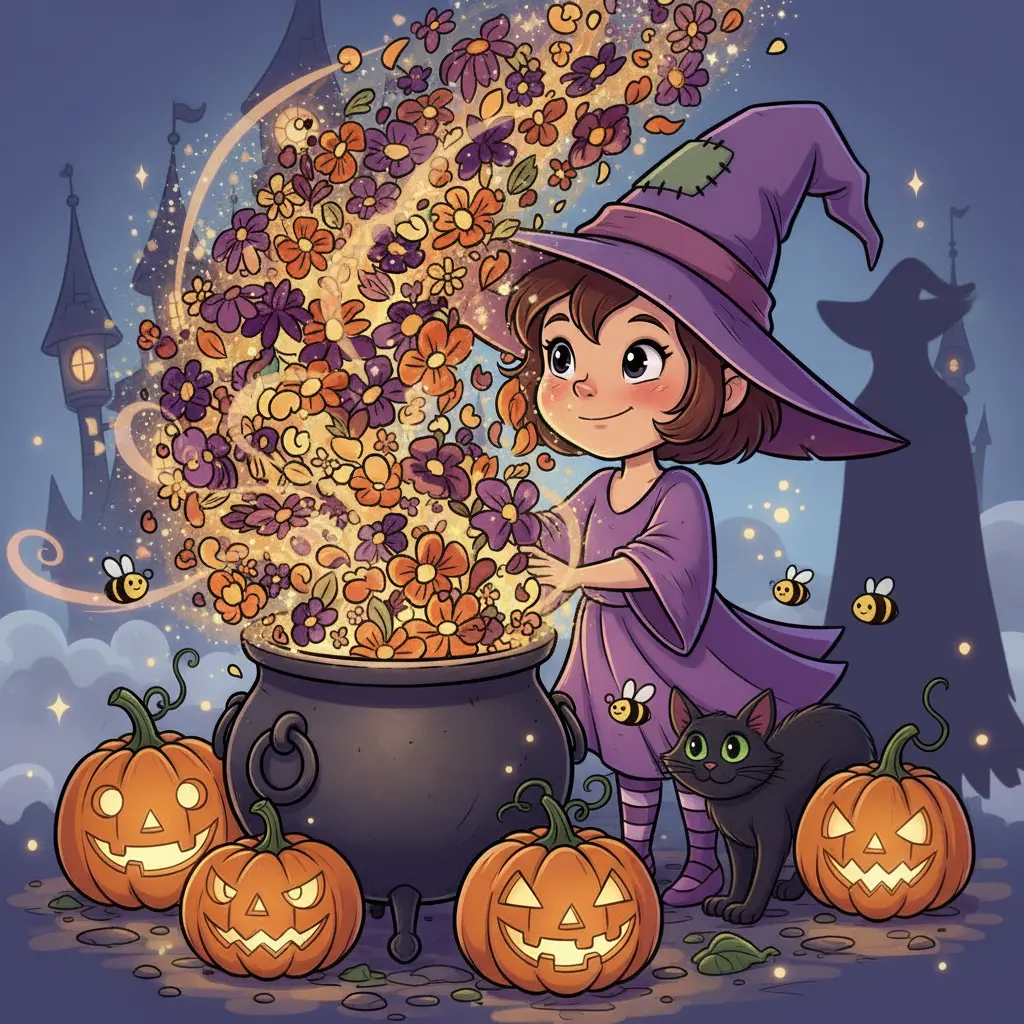 El caldero de Violeta explota en una nube de flores y abejas.