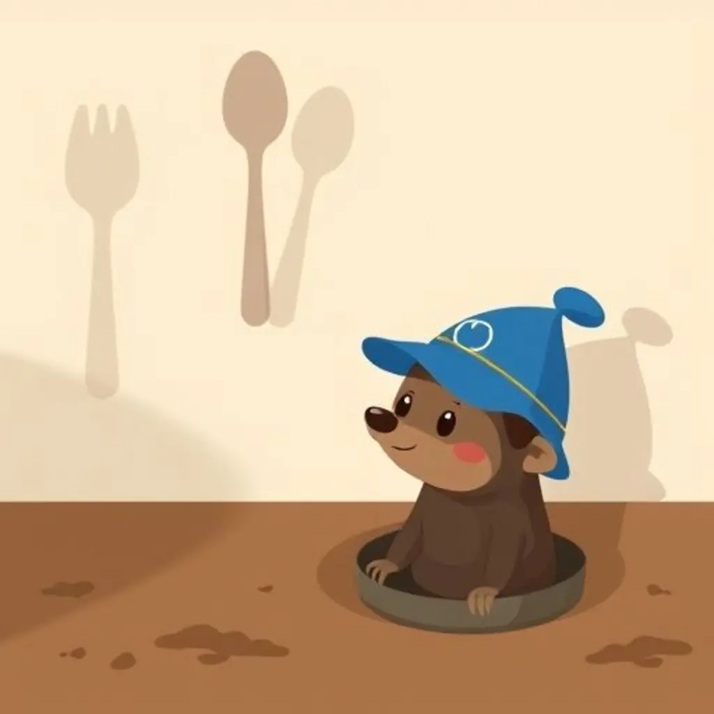 Topito el topo asoma la cabeza y ve sombras bailarinas.