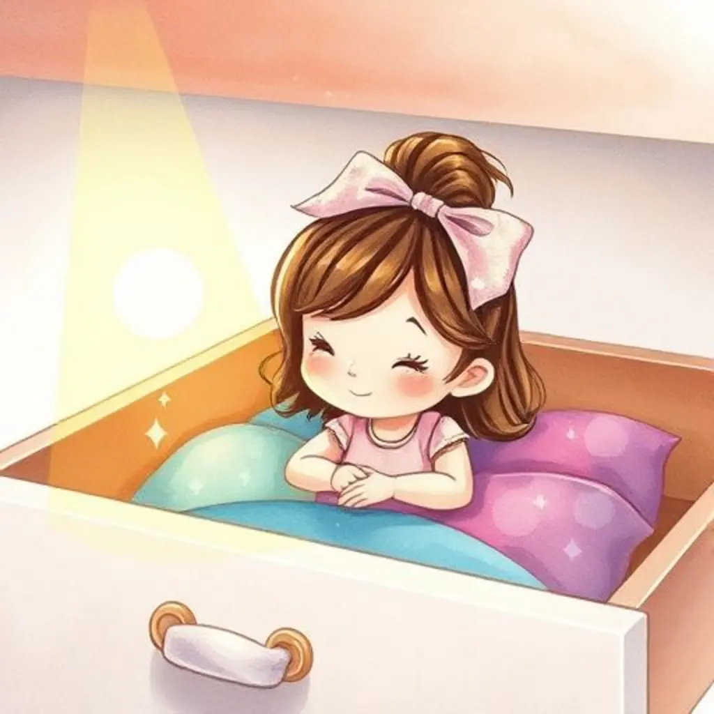 Brisa, la cinta de pelo, vuelve a su cajón, brillando suavemente y con una expresión contenta.