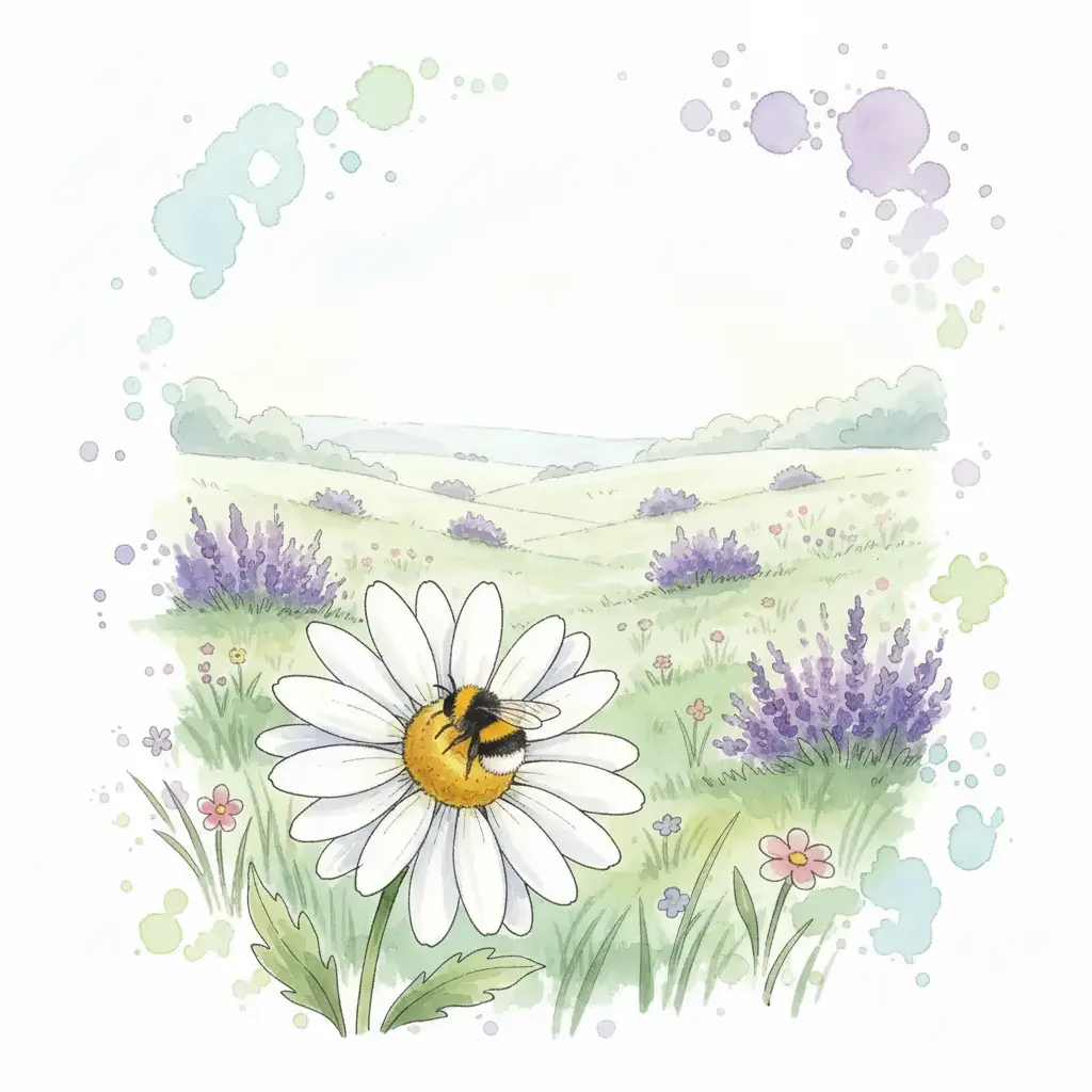 Se ve el cuerpo redondo y rayado de un abejorro apoyado en la flor.