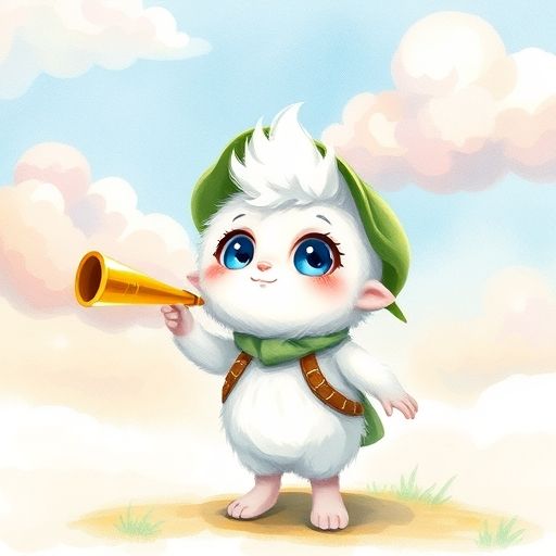 Pip, el susurrador de nubes, preparándose para su aventura.