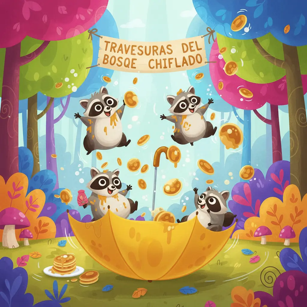 Cuento infantil: Los Mapaches y el Paraguas de Panqueques