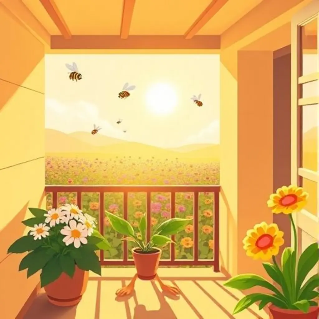 Oli, la hoja de geranio, feliz de haber ayudado a las abejas a encontrar su camino.