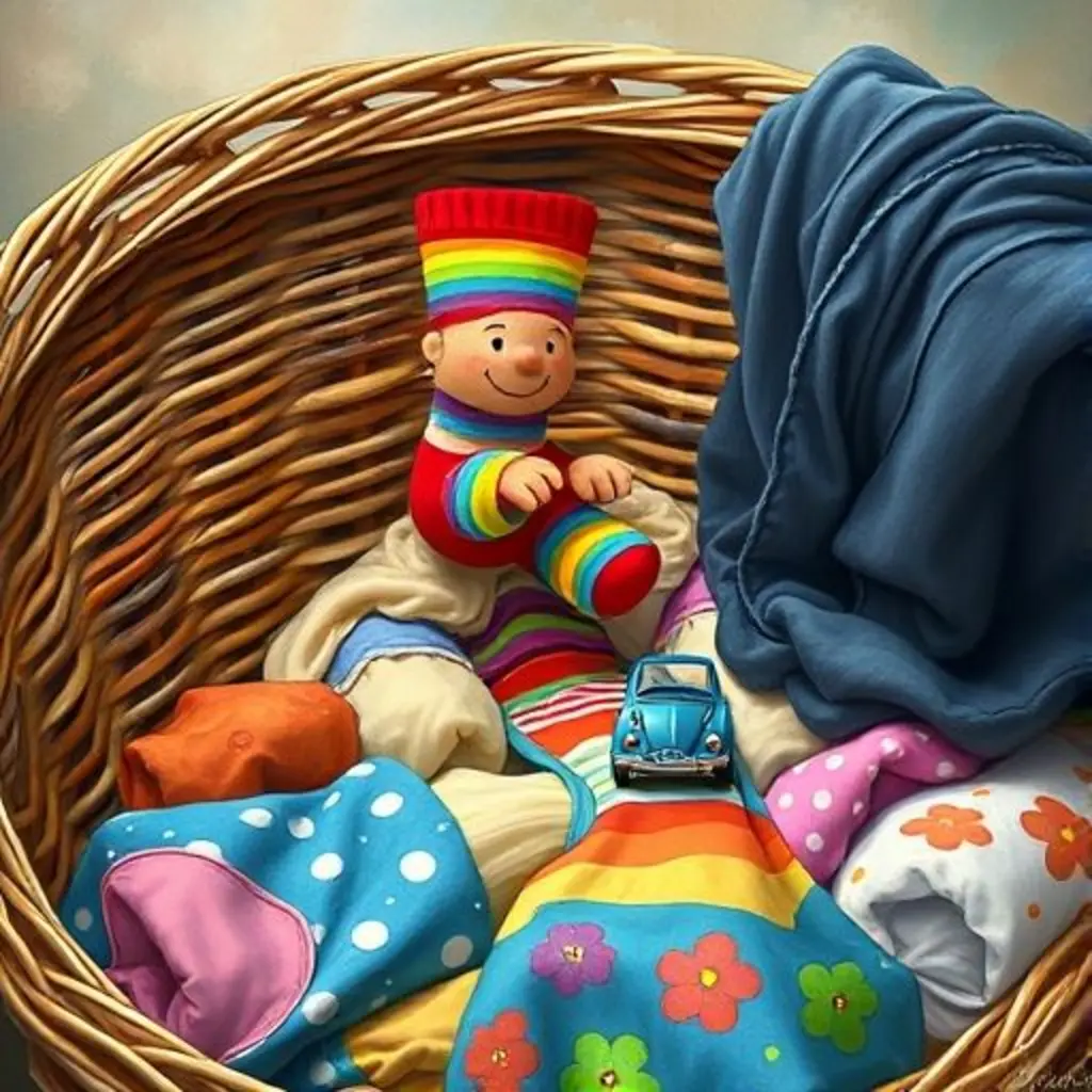 Rayitas saltando para crear un camino para un cochecito azul.