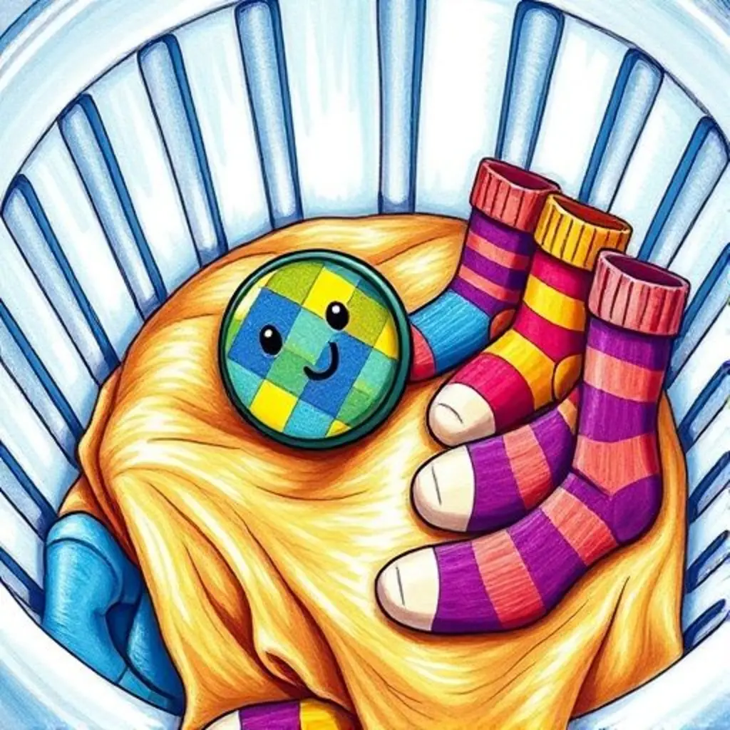 Botón Cuadros rueda creando un camino de olor a limpio para los calcetines.