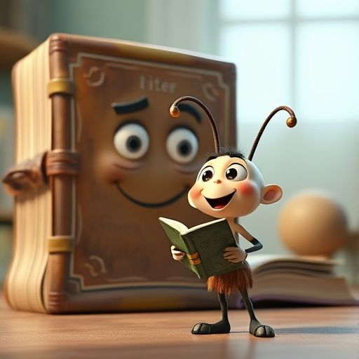 Tecorbellón resuelve un acertijo de un diccionario personificado en la biblioteca.