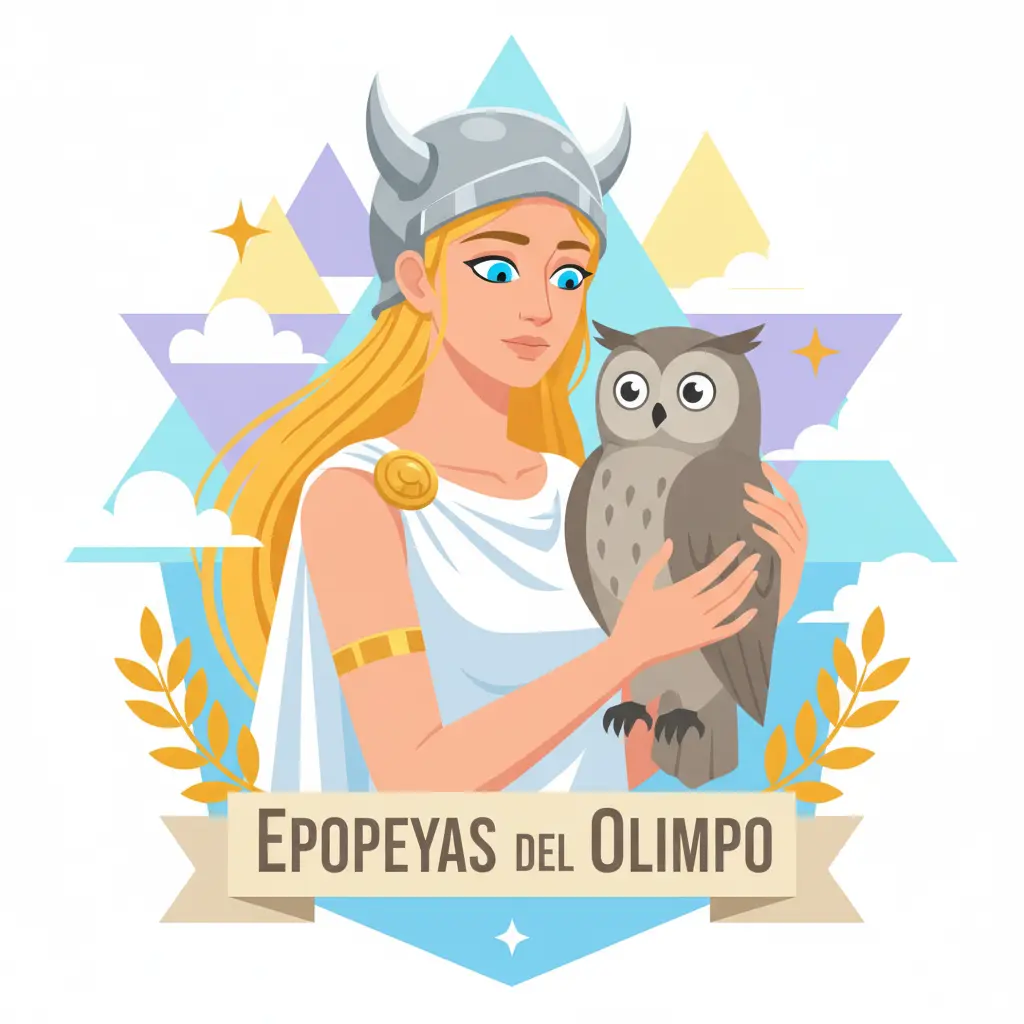 Atenea, la diosa sabia, mira a su lechuza de plumas grises.