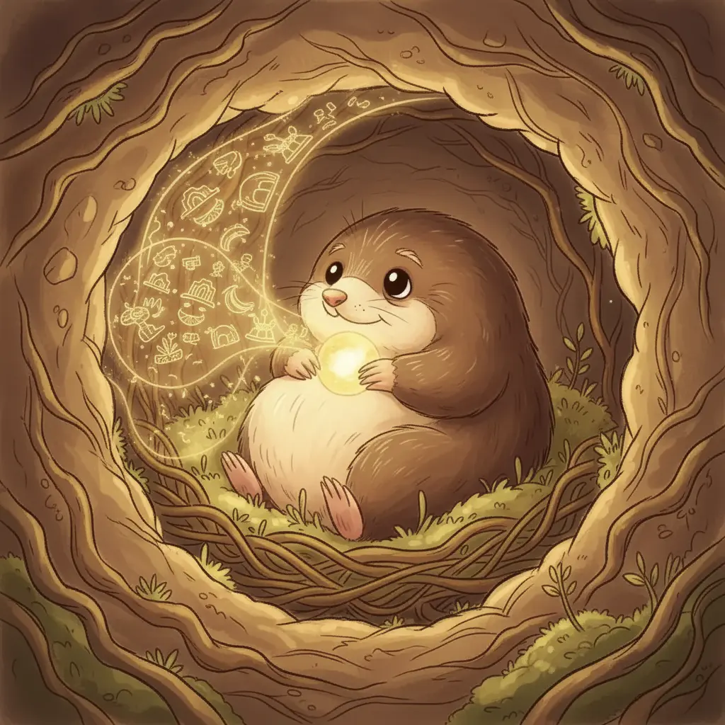 La Semilla Bailarina dibuja historias de luz en la pared del túnel.