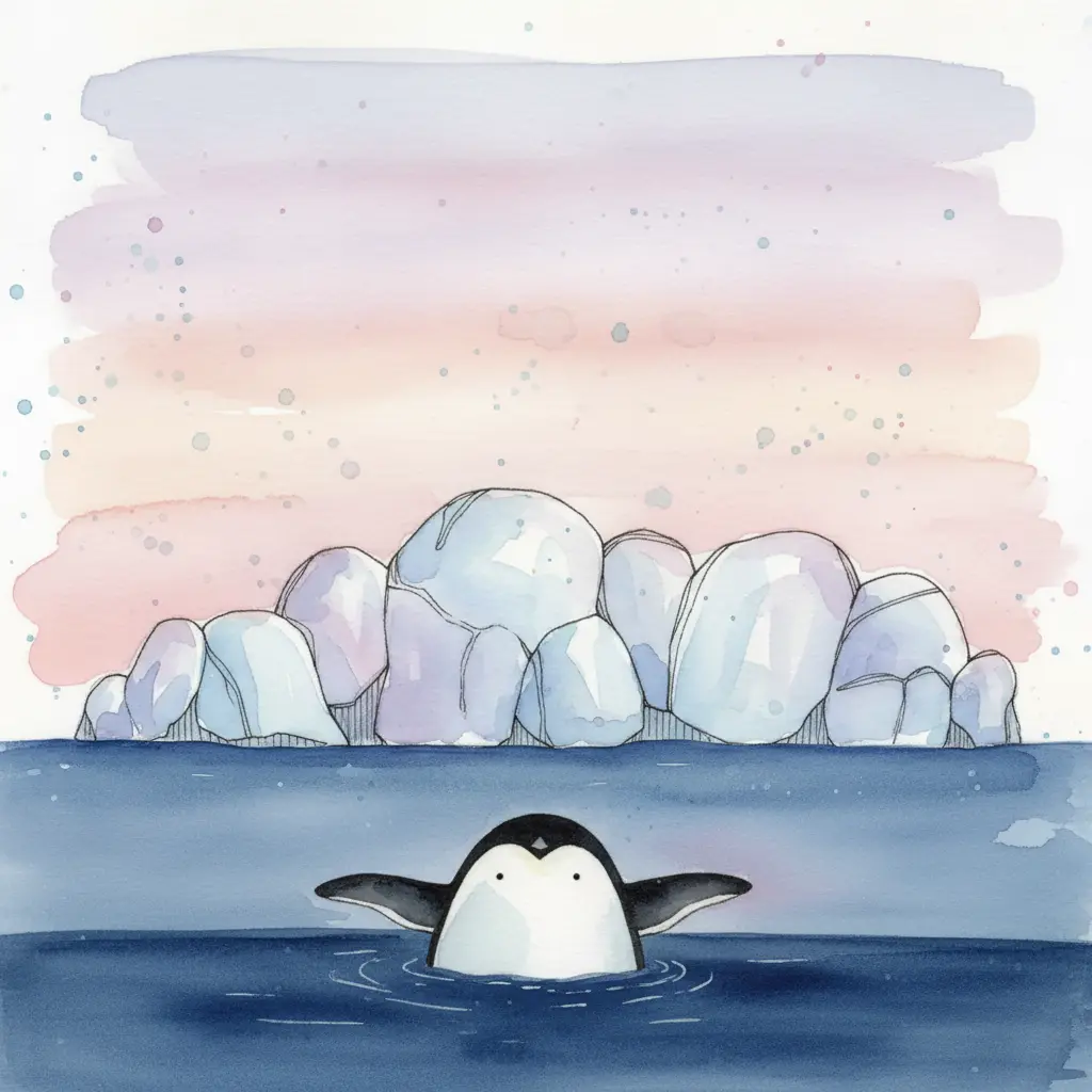 Se ven ahora unas aletas negras a los costados de la barriga blanca sobre el hielo.